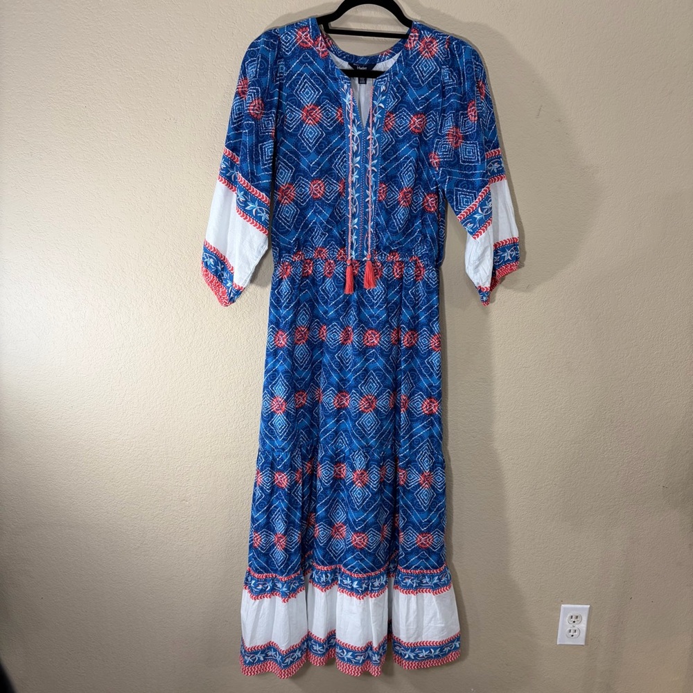 HATLEY hatley celine maxi dress in diamond shibori Sz M Vacay Beachy Party - Picture 2 of 11